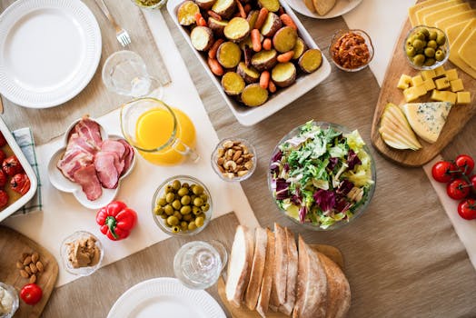 colorful breakfast spread