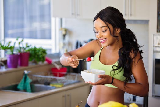 happy woman enjoying a healthy meal