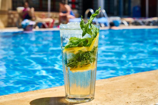 refreshing glass of water with lemon