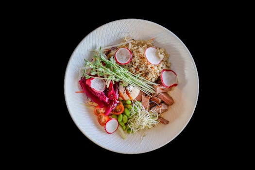 Colorful grain salad with vegetables