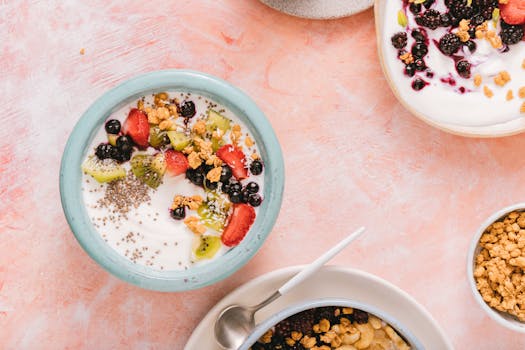 colorful fruit and yogurt bowl