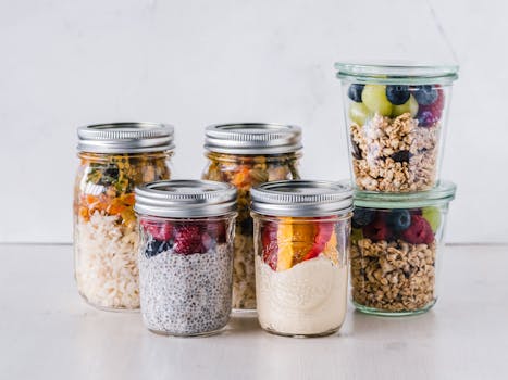 meal prep containers with healthy foods