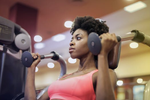 woman exercising with weights