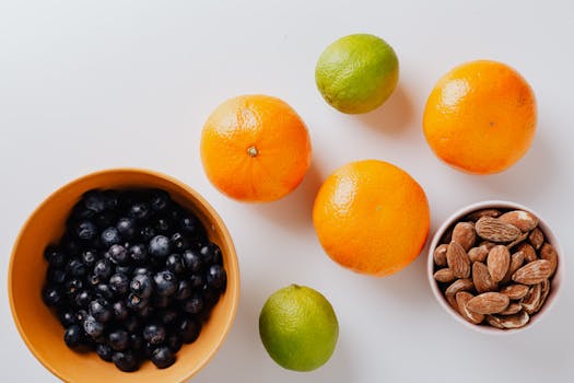 healthy snacks including nuts and fruits