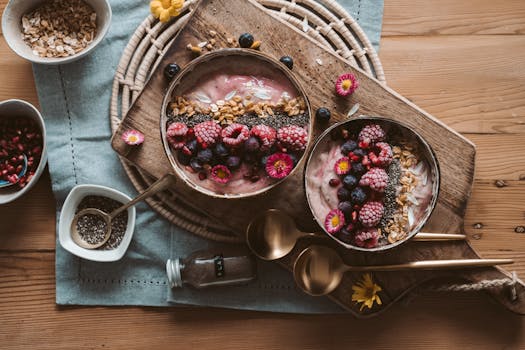 bowl of overnight oats topped with fruits and nuts