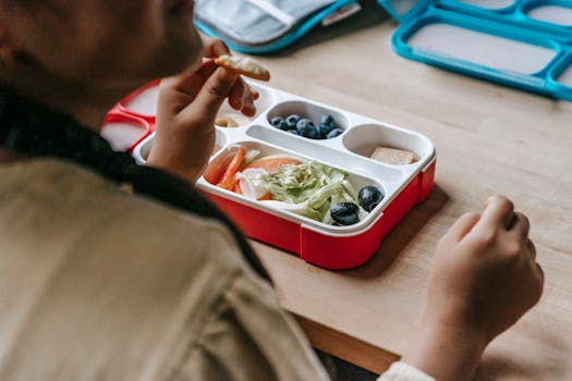 a balanced meal with fruits and vegetables