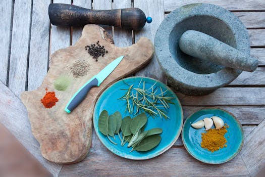 spices on a wooden table